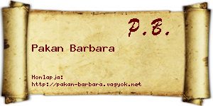 Pakan Barbara névjegykártya